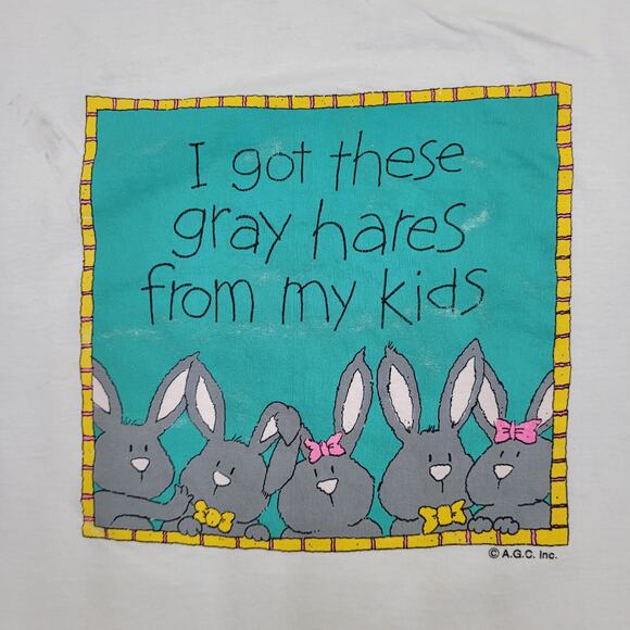 Vintage 80s Cute Bunny Rabbit Shirt Womens XL 22x26 USA Crop - Picture 9 of 14